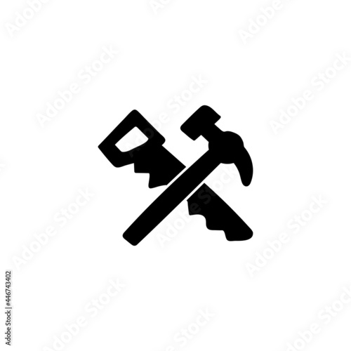 Carpentry, wood repair, icon in solid black flat shape glyph icon, isolated on white background 