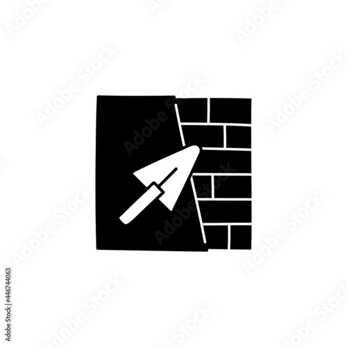 Cement concrete, plaster surface icon in solid black flat shape glyph icon, isolated on white background 