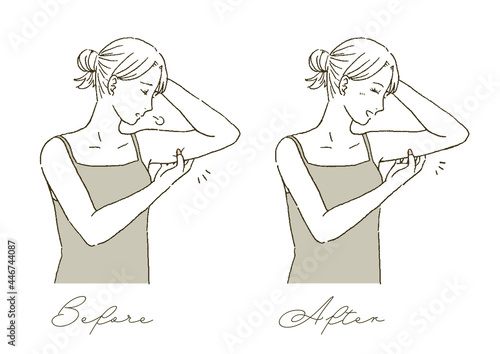 ビューティー　二の腕ダイエットのをする女性のイラストレーション