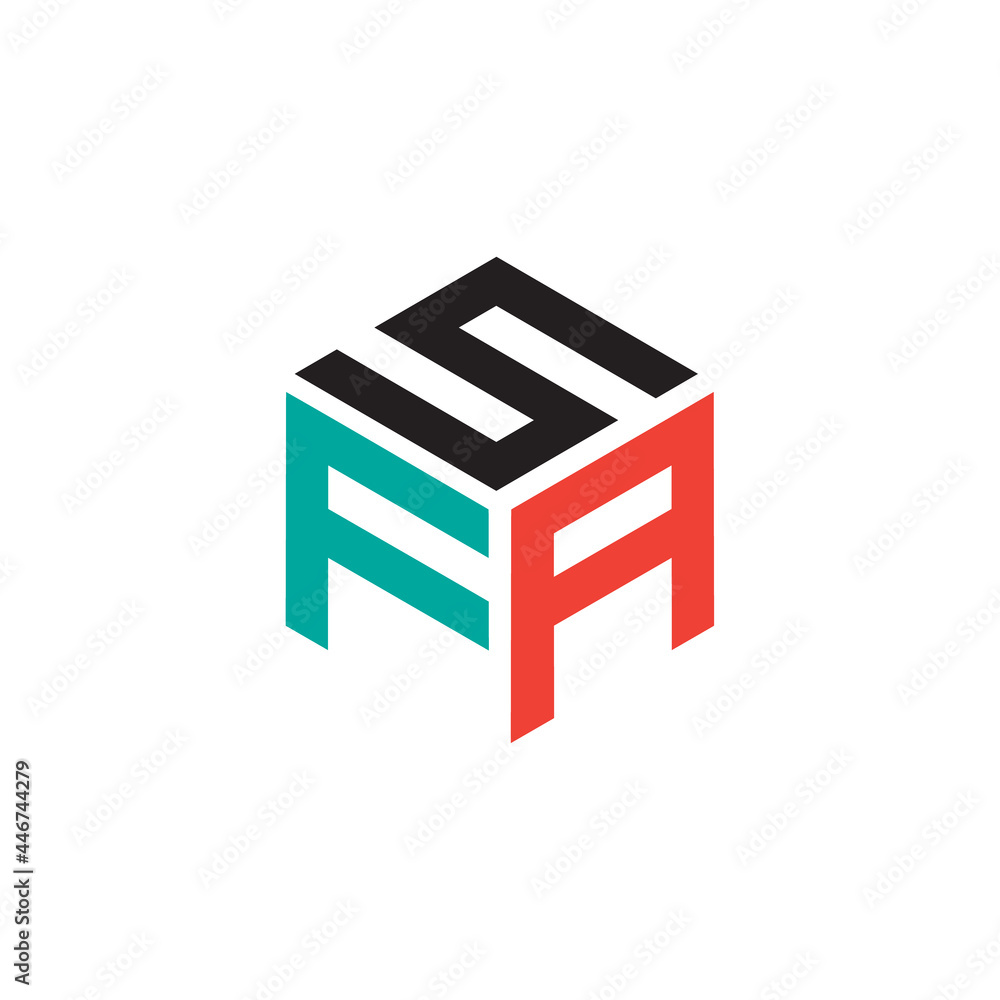 Hexagon logo with the letters SFA design Hexagon logo with the letters SFA design