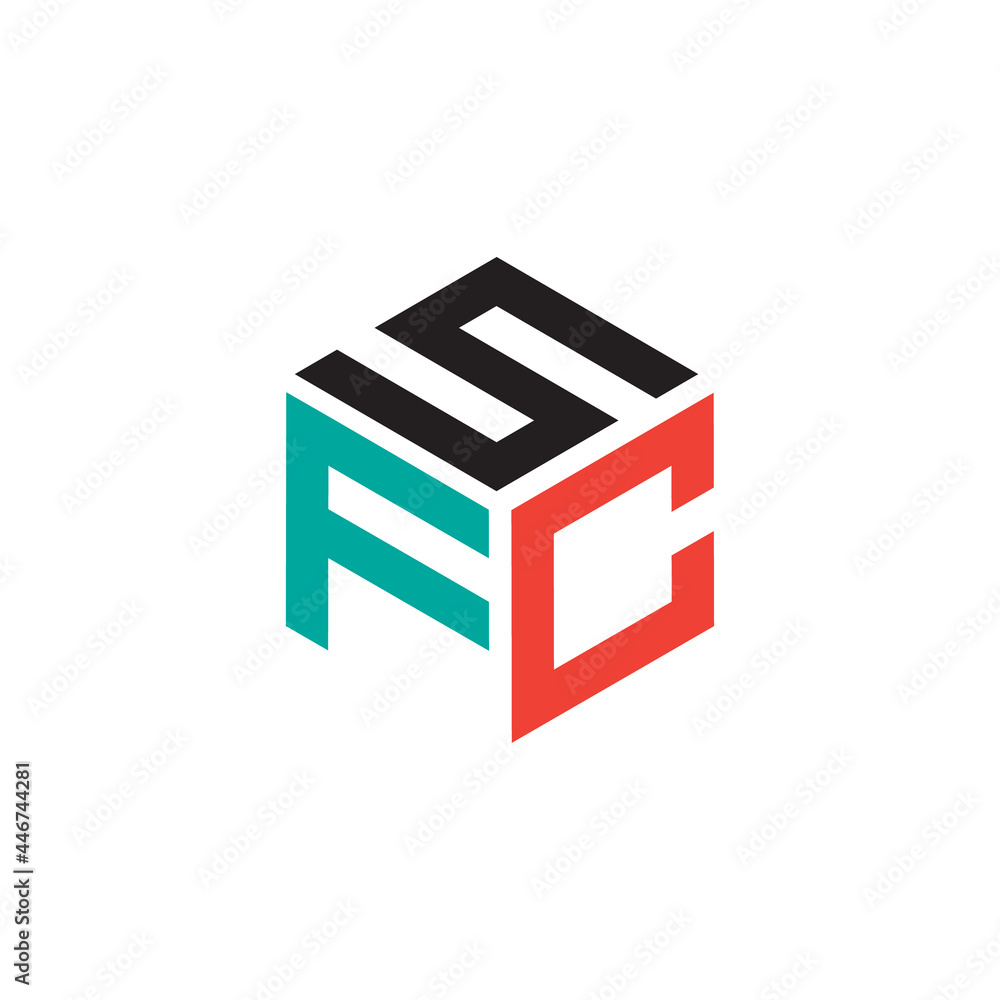 Hexagon logo with the letters SFC design Hexagon logo with the letters SFC design
