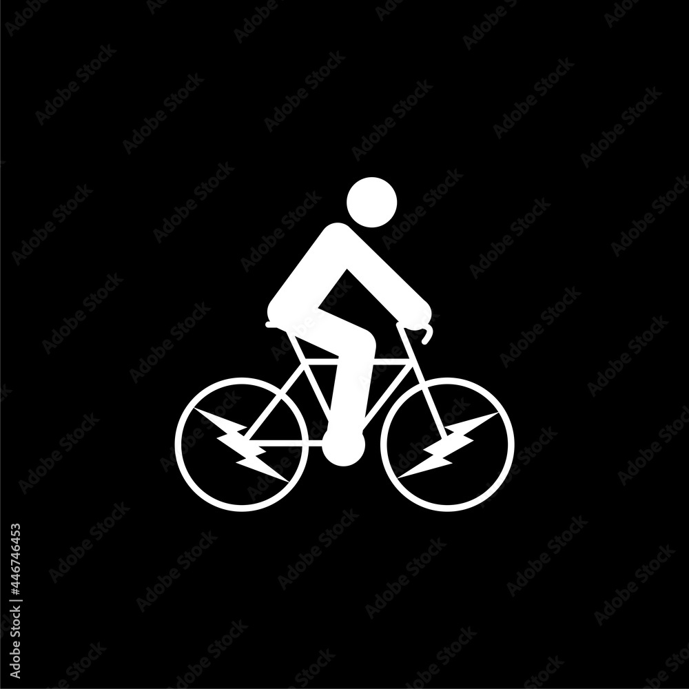 Electric bike on a rechargeable battery icon isolated on dark background Electric bike on a rechargeable battery icon isolated on dark background
