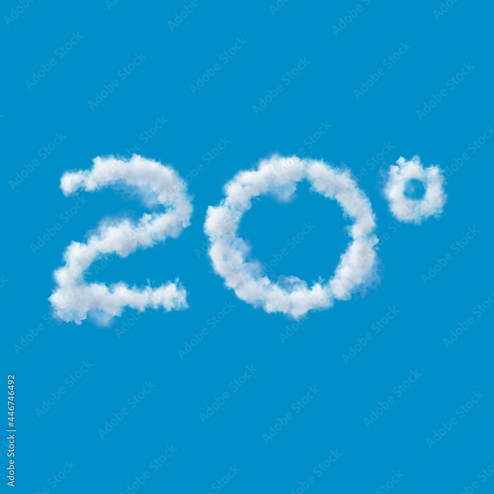 twentieth anniversary, numbers made of clouds in a Blue Sky, 3d rendering twentieth anniversary, numbers made of clouds in a Blue Sky, 3d rendering