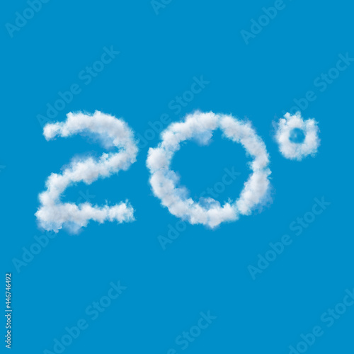twentieth anniversary, numbers made of clouds in a Blue Sky, 3d rendering