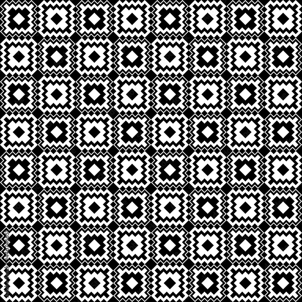 Checker patches wallpaper. Vector seamelss monochrome repeated decor squares.
