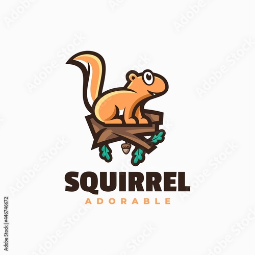 Wallpaper Mural Vector Logo Illustration Squirrel Simple Mascot Style. Torontodigital.ca