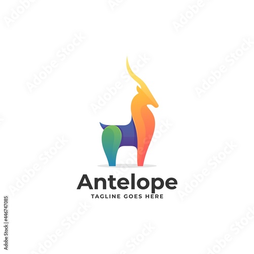 Vector Logo Illustration Antelope Gradient Colorful Style.