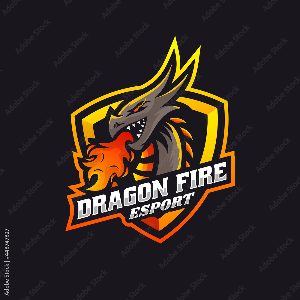 Vector Logo Illustration Dragon Fire E Sport and Sport Style. Vector Logo Illustration Dragon Fire E Sport and Sport Style.