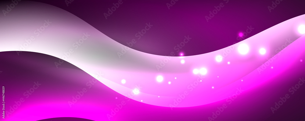 Shiny glowing neon wave, light lines abstract background. Magic energy and motion concept. Vector wallpaper template Shiny glowing neon wave, light lines abstract background. Magic energy and motion concept. Vector wallpaper template