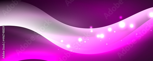 Shiny glowing neon wave, light lines abstract background. Magic energy and motion concept. Vector wallpaper template