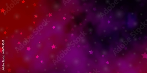 Dark Pink  Yellow vector background with colorful stars.