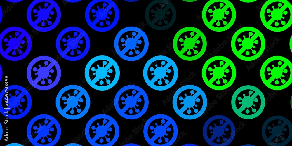 Dark Blue, Green vector backdrop with virus symbols. Dark Blue, Green vector backdrop with virus symbols.