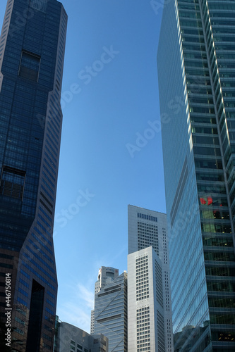 detail of the Skyscrapers in the financial district of Singapore.