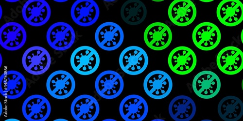 Dark Blue  Green vector backdrop with virus symbols.