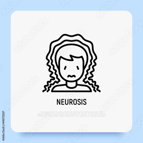 Fotografie Neurosis, anxiety, stress, panic attack thin line icon