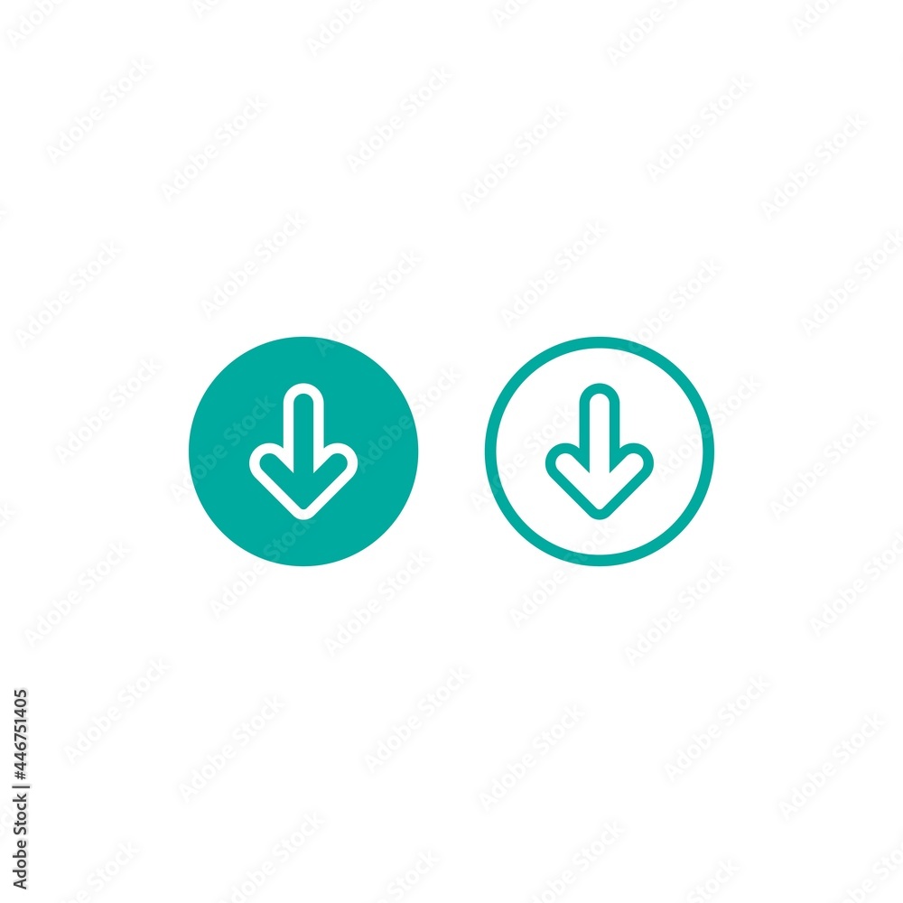 blue rounded arrow down set. flat download icons isolated on white. blue rounded arrow down set. flat download icons isolated on white.