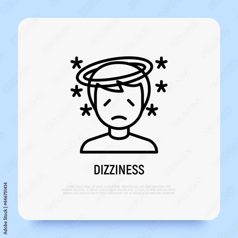 Dizziness, disorientationthin line icon. Disorganized, hangover, vertigo. Symptom of illness. Vector illustration. Dizziness, disorientationthin line icon. Disorganized, hangover, vertigo. Symptom of illness. Vector illustration.