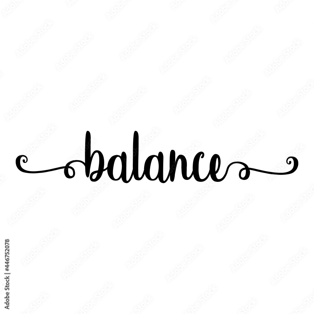 Banner con texto manuscrito balance escrito a mano con florituras en color negro Banner con texto manuscrito balance escrito a mano con florituras en color negro