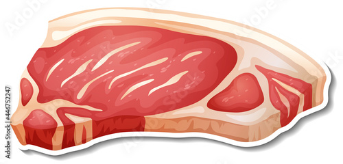 Raw meat sticker on white background