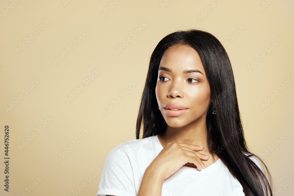 beautiful african american dark long hair fashion isolated background beautiful african american dark long hair fashion isolated background