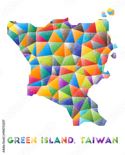 Green Island, Taiwan - colorful low poly island shape. Multicolor geometric triangles. Modern trendy design. Vector illustration.