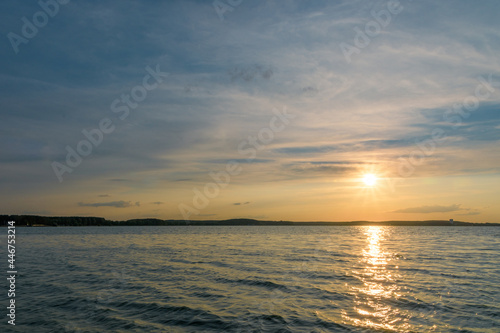 The colorful sunset over the Minsk sea  Belarus. HDR-photo