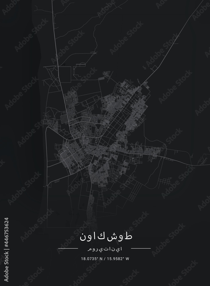 Obraz premium Map of Nouakchott, Mauritania