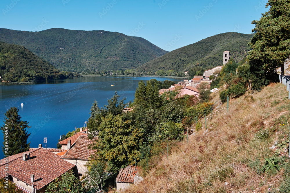 Piediluco, foreshortening of the village and its lake