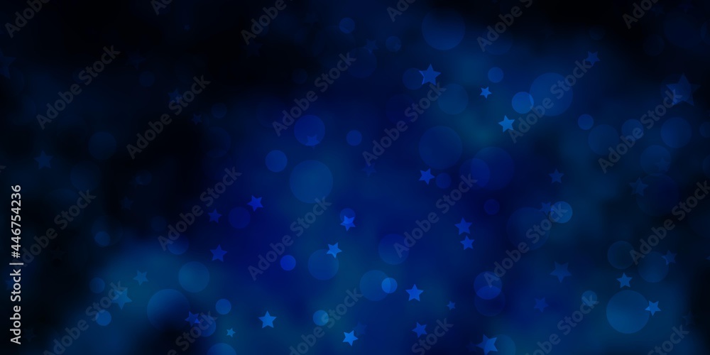 Dark BLUE vector pattern with circles, stars. Dark BLUE vector pattern with circles, stars.