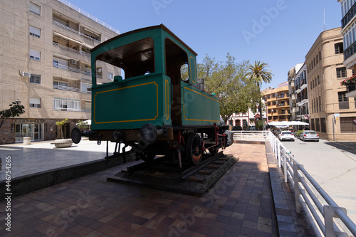 Huelva, Spain;05.08.2021: A locomotive in the square called Plaza Nina.