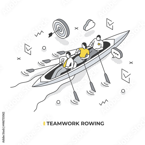 Team Rowing Isometric Illustration