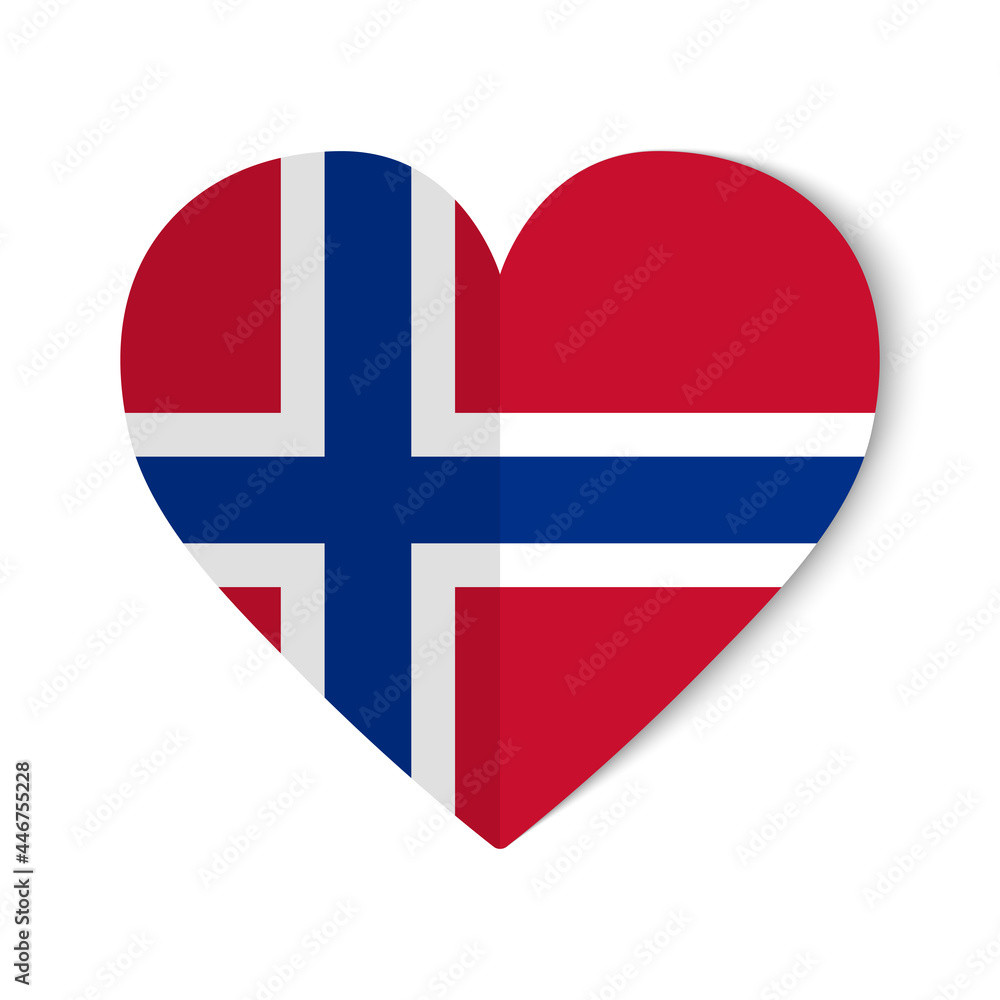 Obraz premium Norway flag with origami style on heart background