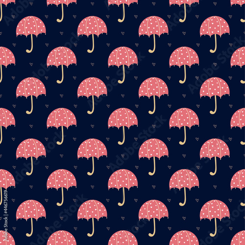 umbrella and hearts pattern vector design