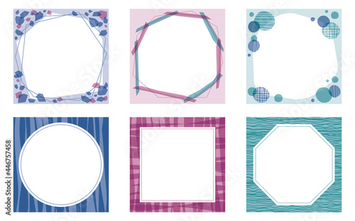 落ち着いた雰囲気の正方形のフレームセット　ブルー・パープル系