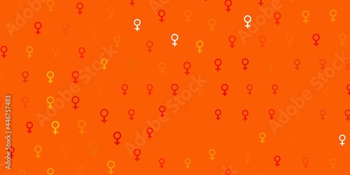 Light Orange vector backdrop with women power symbols.