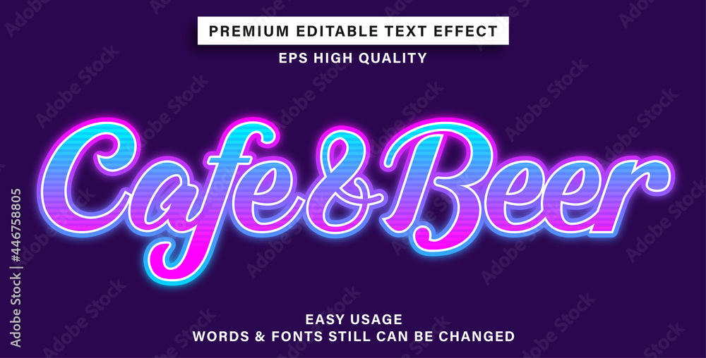 Editable text effect cafe and beer