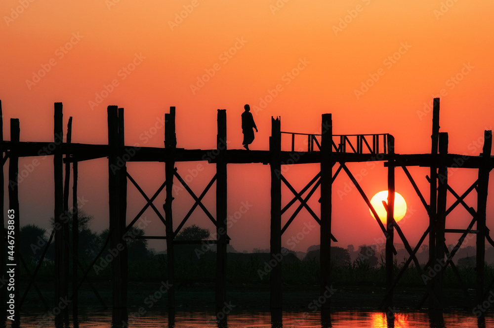 U bein bridge in Myanmar/Birma during sun set. U bein bridge in Myanmar/Birma during sun set.