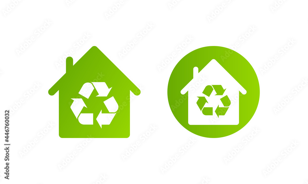 Obraz premium Recycle House Icon,Eco house with recycling arrows