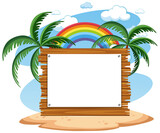 Empty banner template with summer beach element isolated