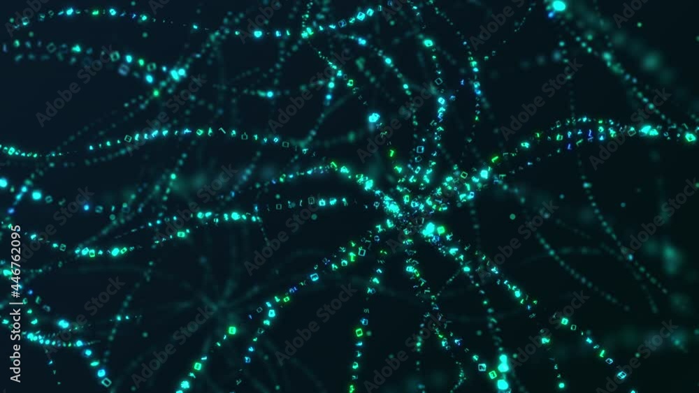 abstract neural network with binary numbers, background intro animation, concept of artificial intelligence, machine learning, big data (3d render)