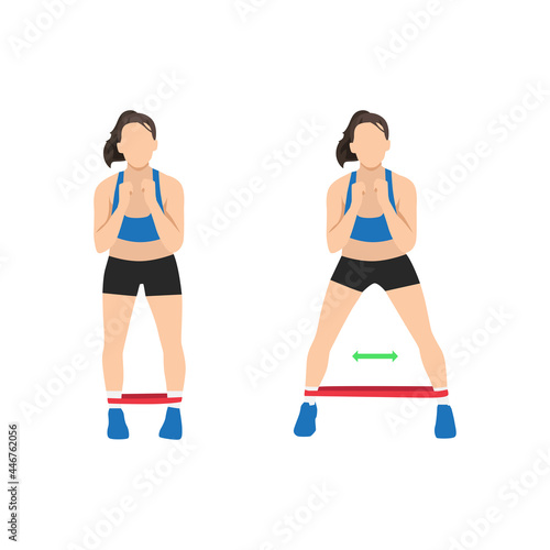 Fototapeta Naklejka Na Ścianę i Meble -  Woman doing Ankle jumping jacks exercise. flat vector illustration isolated on white background