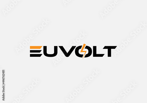 Abstract Euvolt typography wordmark tech minimalist logo design