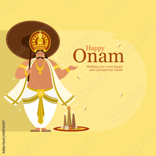Wallpaper Mural Onam festival background with King Mahabali. Onam is a harvest festival in Kerala, India Torontodigital.ca