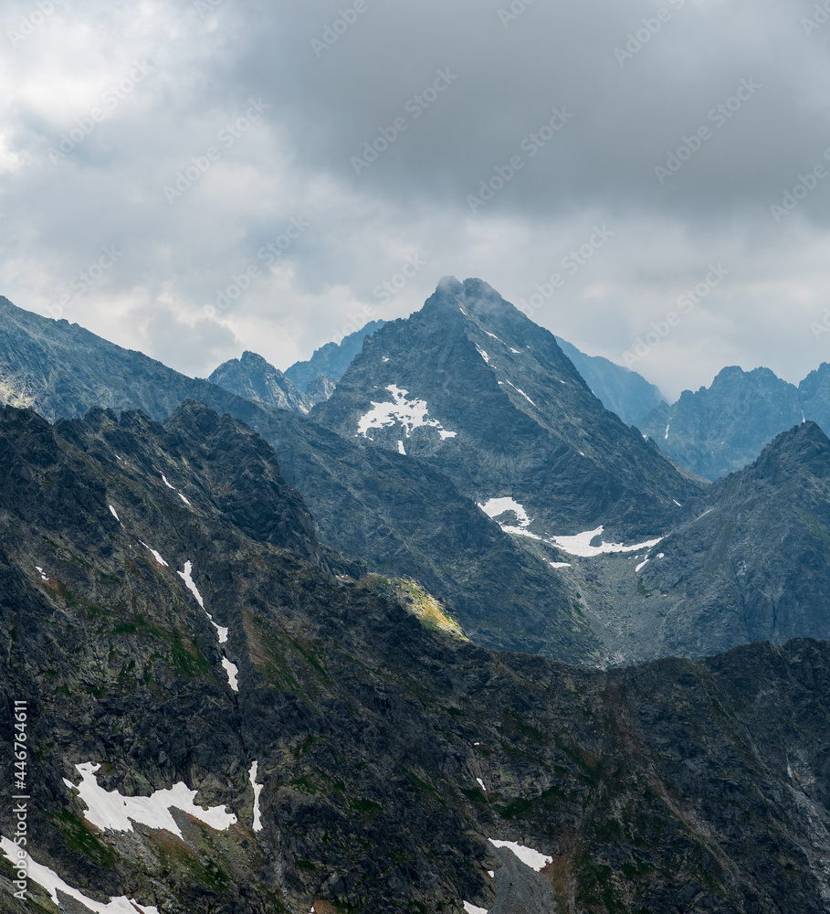 View from Koprovsky stit mountain peak in Vysoke Tatry mountains in Slovakia