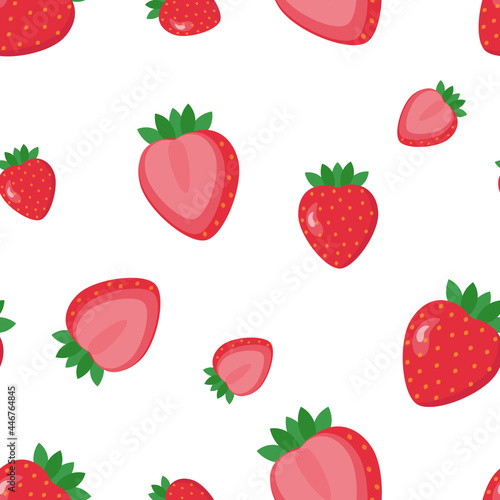 Fototapeta Naklejka Na Ścianę i Meble -  This is a seamless pattern of strawberry on a white background. 