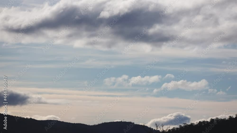 timelapse of clouds formation coming and going across a stormy sky shot iwith mountains and hills in the foreground timelapse of clouds formation coming and going across a stormy sky shot iwith mountains and hills in the foreground