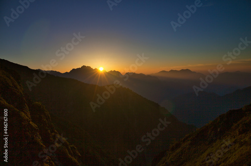 Mt.Kashimayari, Mt.Tsurugi, sunset 鹿島槍ヶ岳キレット小屋からの夕日