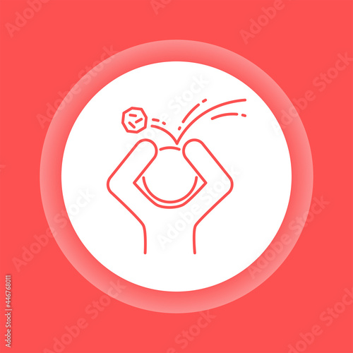 Physical humiliation color button icon. Harassment, beat and violence.