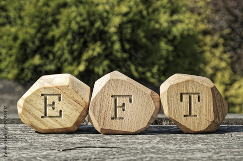 Letters EFT written on wooden blocks. Emotion-focused therapy treatment concept. photo