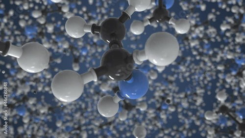 Molecule of aziridine, conceptual molecular model. Conceptual looping 3d animation photo